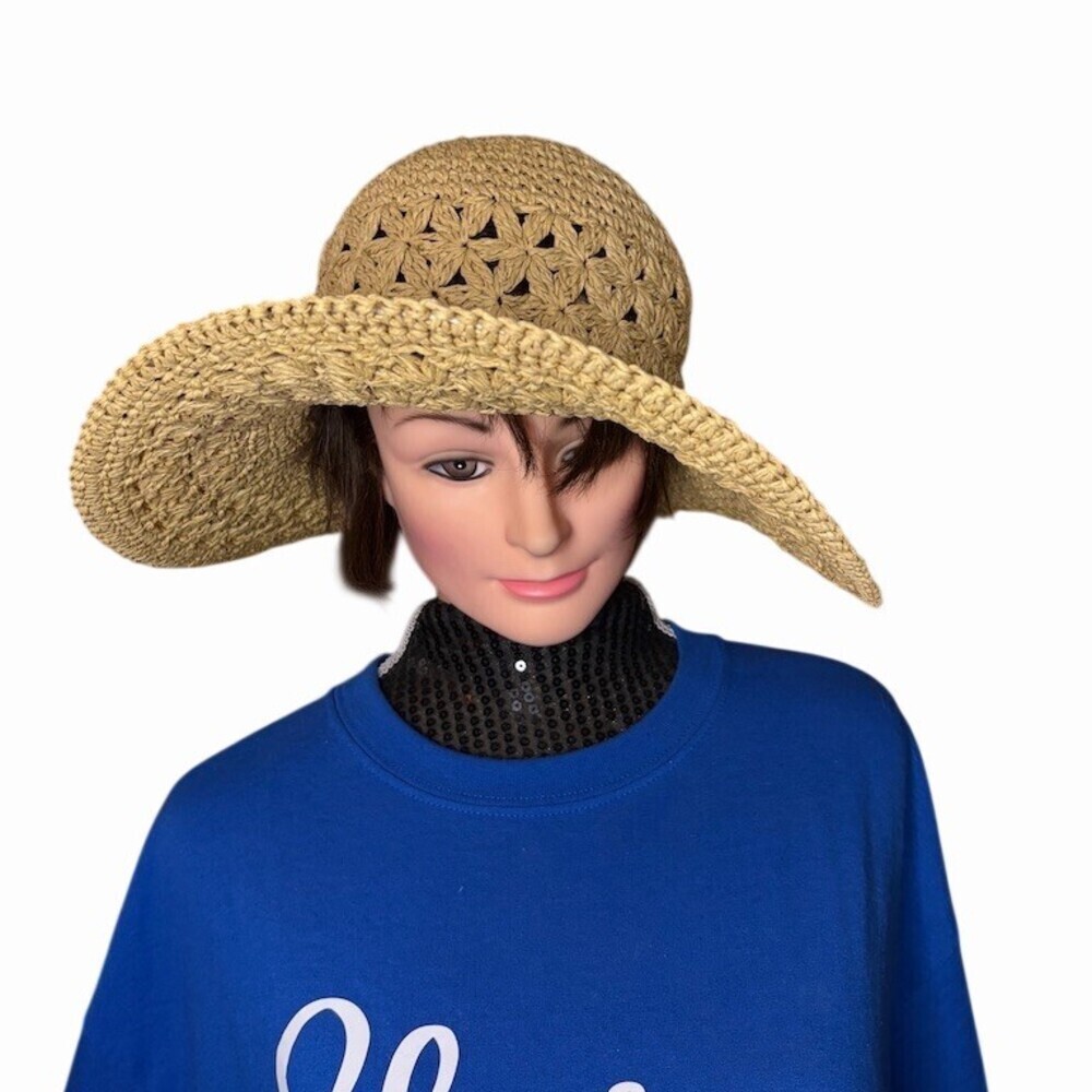 Aerie Floppy Sun Hat Womens One Size Beige Wide Brim Beach Vacation